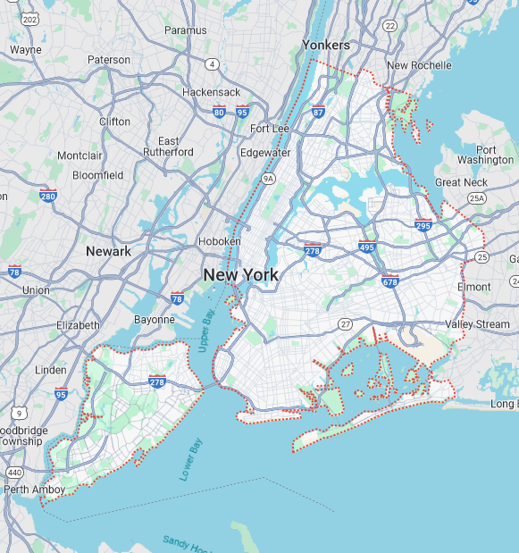 Our Limousine Service Area Map for New York City