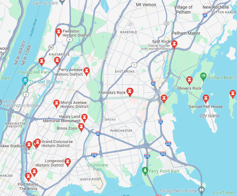 Tour & Event Transportation Map for Bronx, NYC