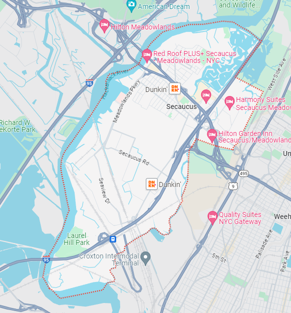 Tour Service Area Map for Secaucus NJ