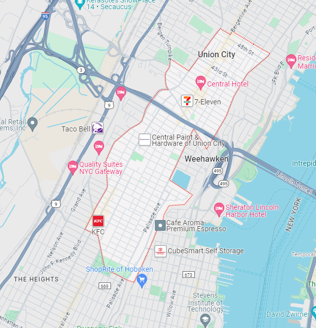 Union City, New Jersey Tour Service Map