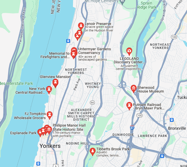 Yonkers City Tour & Event Transportation Service Map